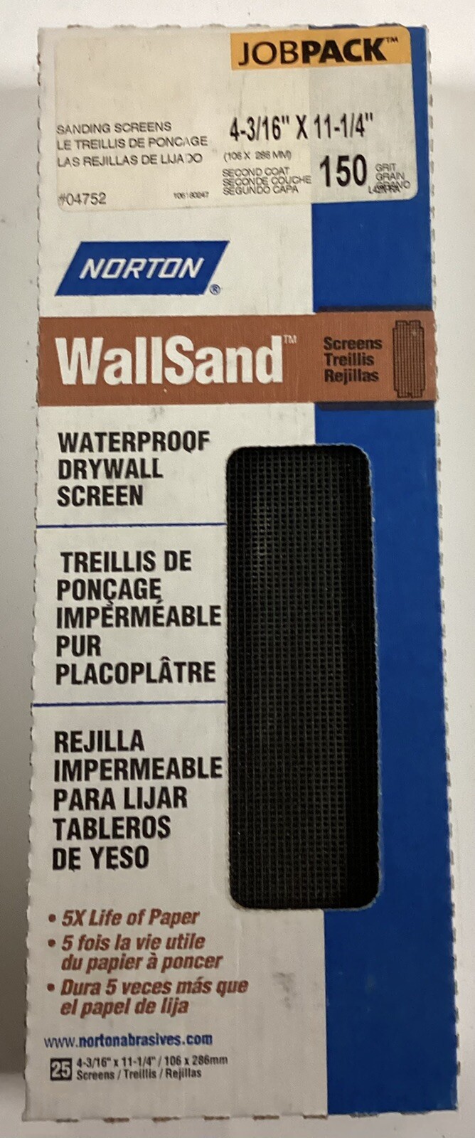 Norton Drywall Sanding Screens 150 Grit 04752, Job Pack 25 Sheets