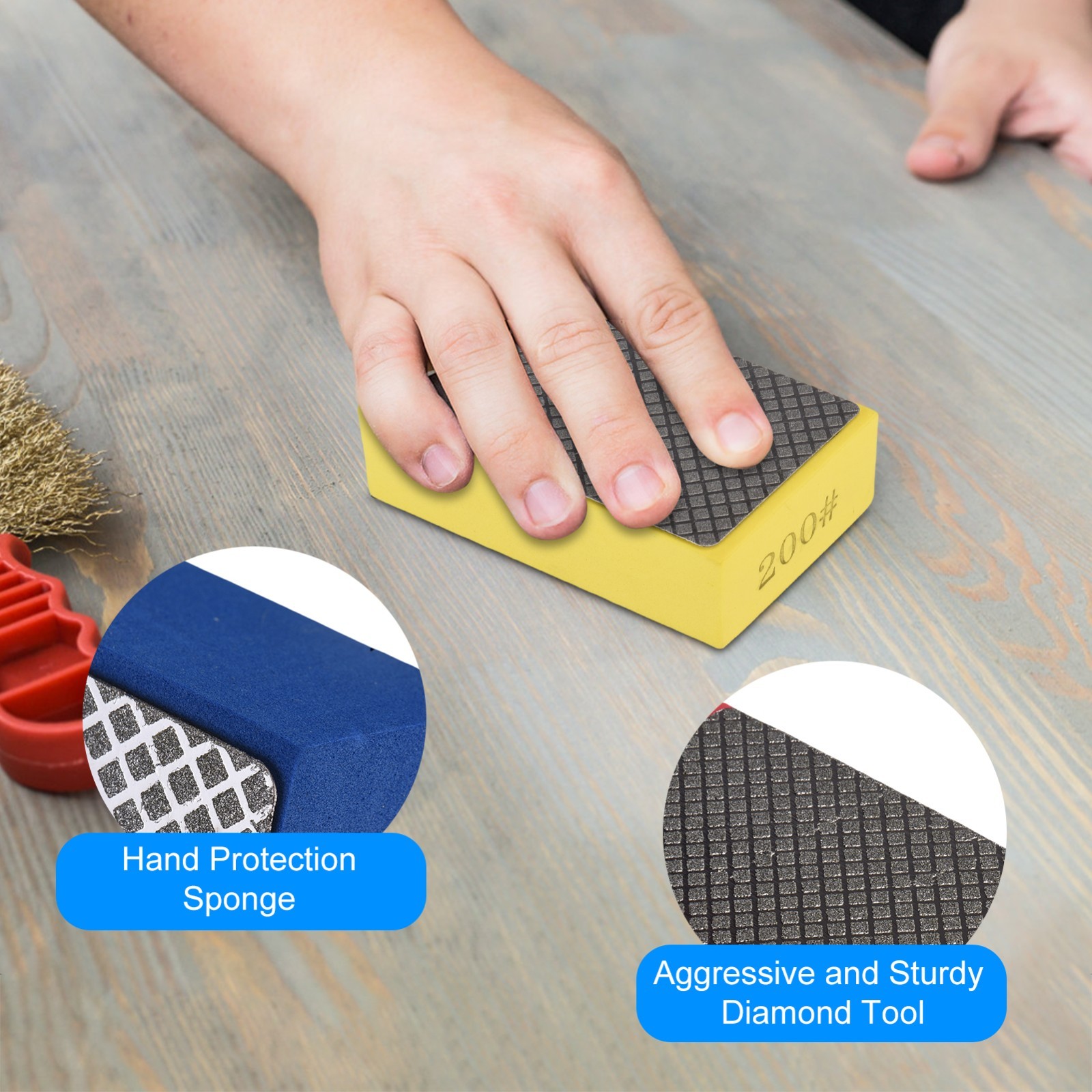 Diamond Hand Polishing Pads, Hand-Held Sanding Block for Stone Glass Metal Wood
