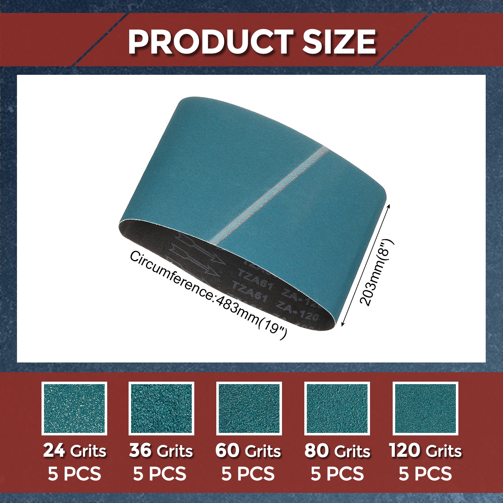 15Piece Sanding Belt Sets,8″ x 19″ 24/36/60/80/120 Grit Zirconia for Knife