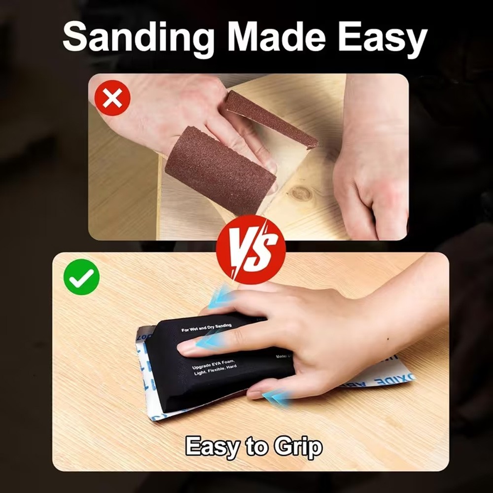 12PCS Sanding Block Kit Flexible EVA Foam Wet or Dry for Automotive or Woodwork