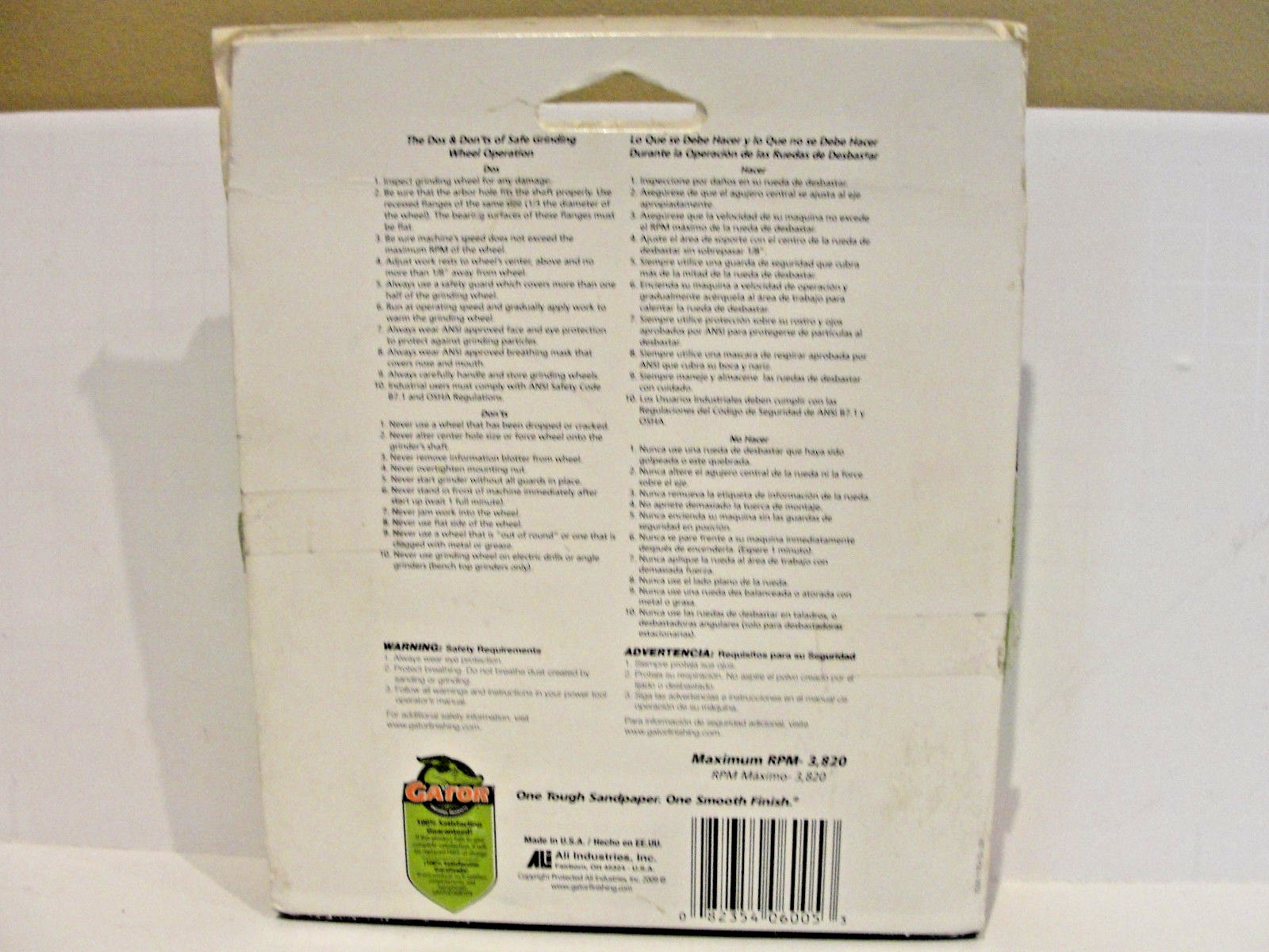 Ali Industries Gator 6″ x 1″ Grinding Wheel 80 Fine Aluminum Oxide, No. 6005