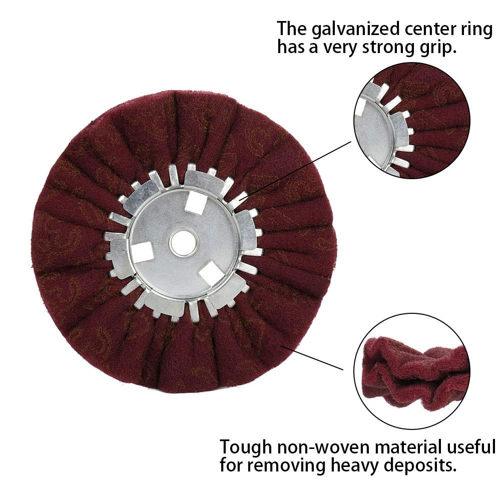 8 Non-Woven Airway Buffing Wheel Coarse Polishing 5/8 Arbor for Angle Grinder