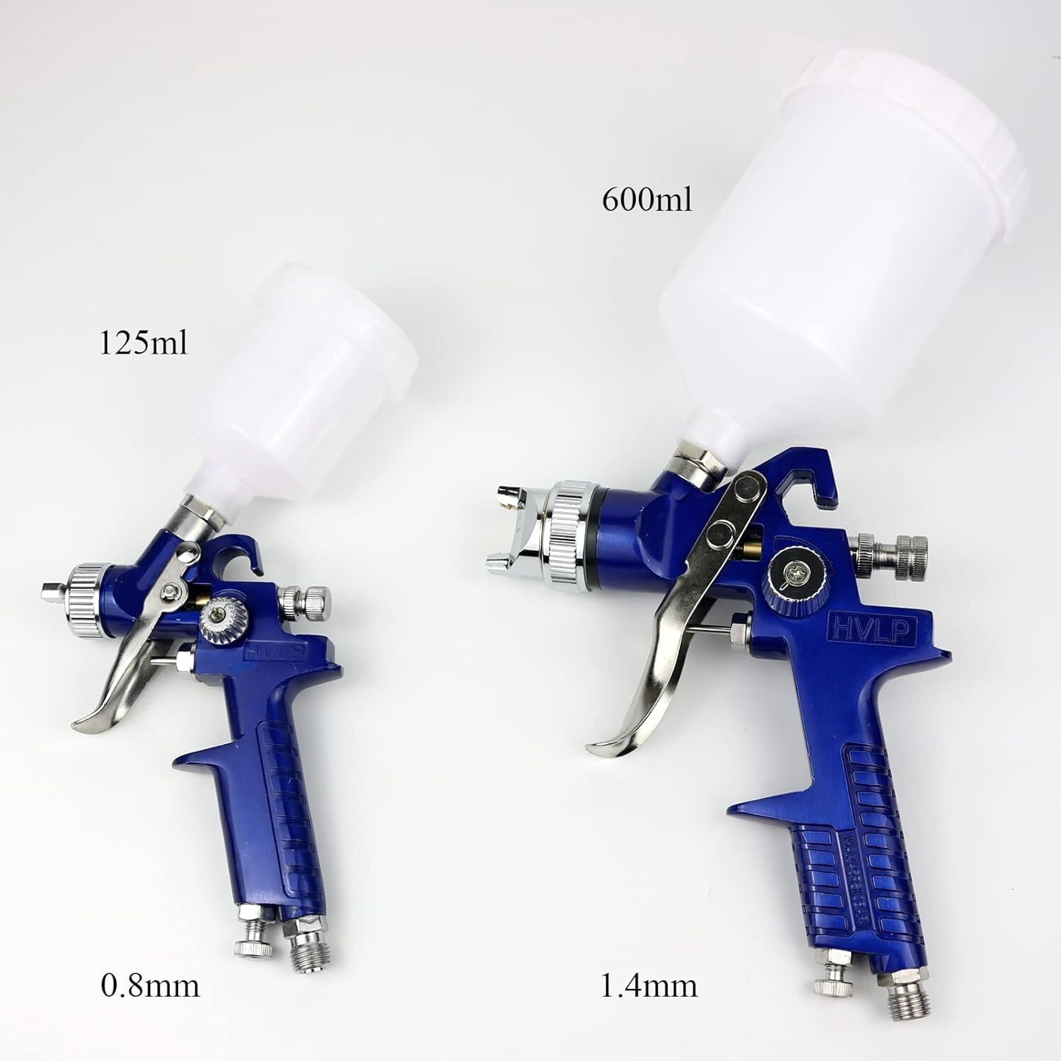 2 x HVLP Spray Gun Kit Air Gravity Feed Vehicle Car Paints 1.4MM 0.8MM Nozzle