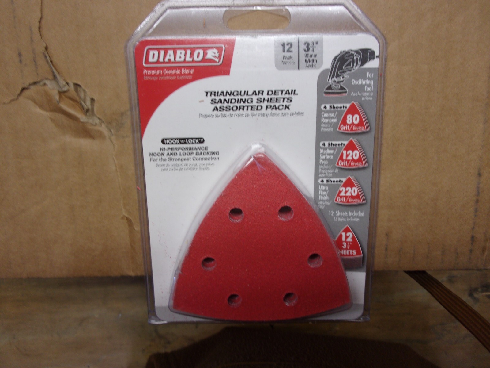 NEW DIABLO 12pc. TRIANGULAR DETAIL SANDING SHEETS (80/120/220) # DCT334ASTH12G