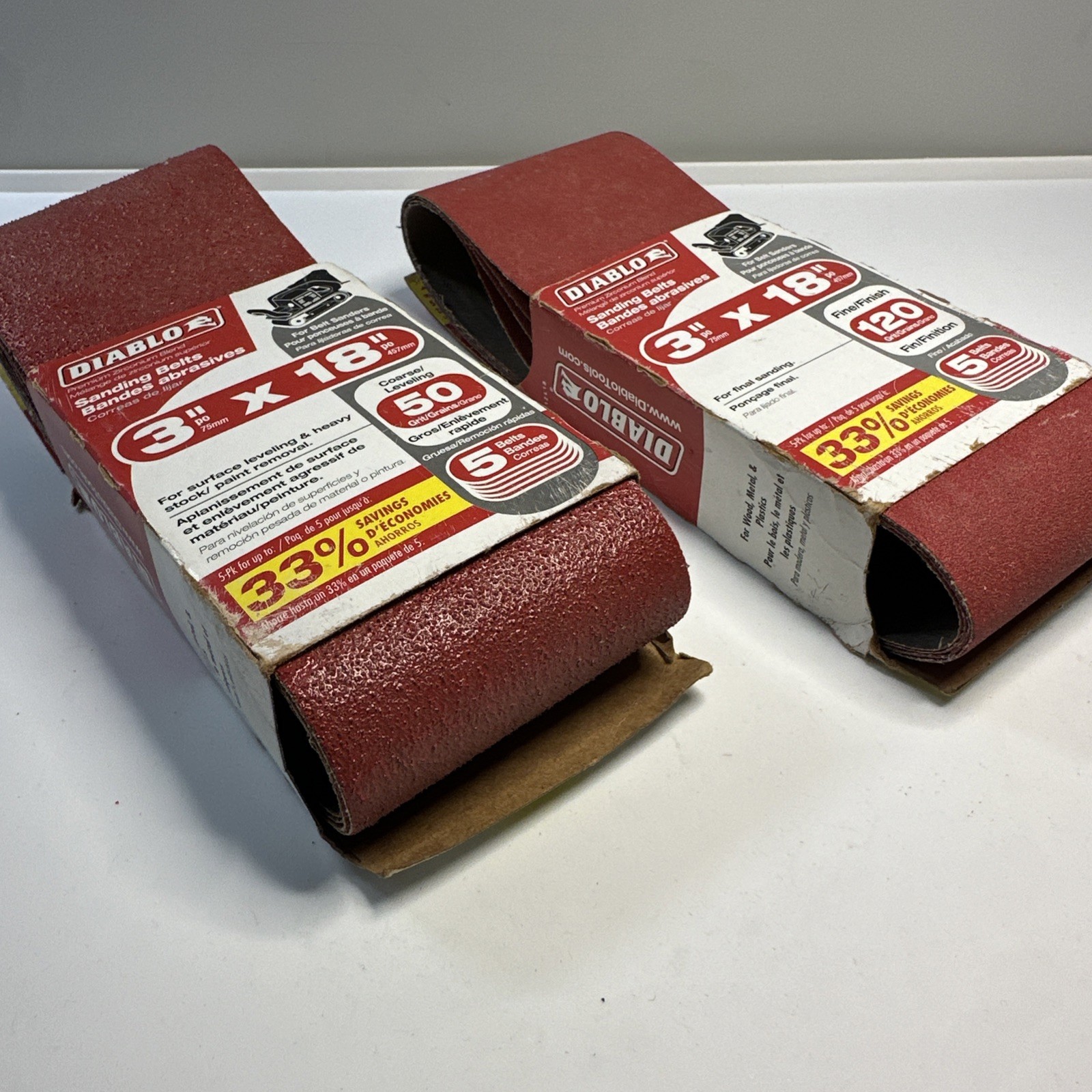 Diablo 3″X 21″ 50G & 120G Sand Belts 4 Left In Each Pack