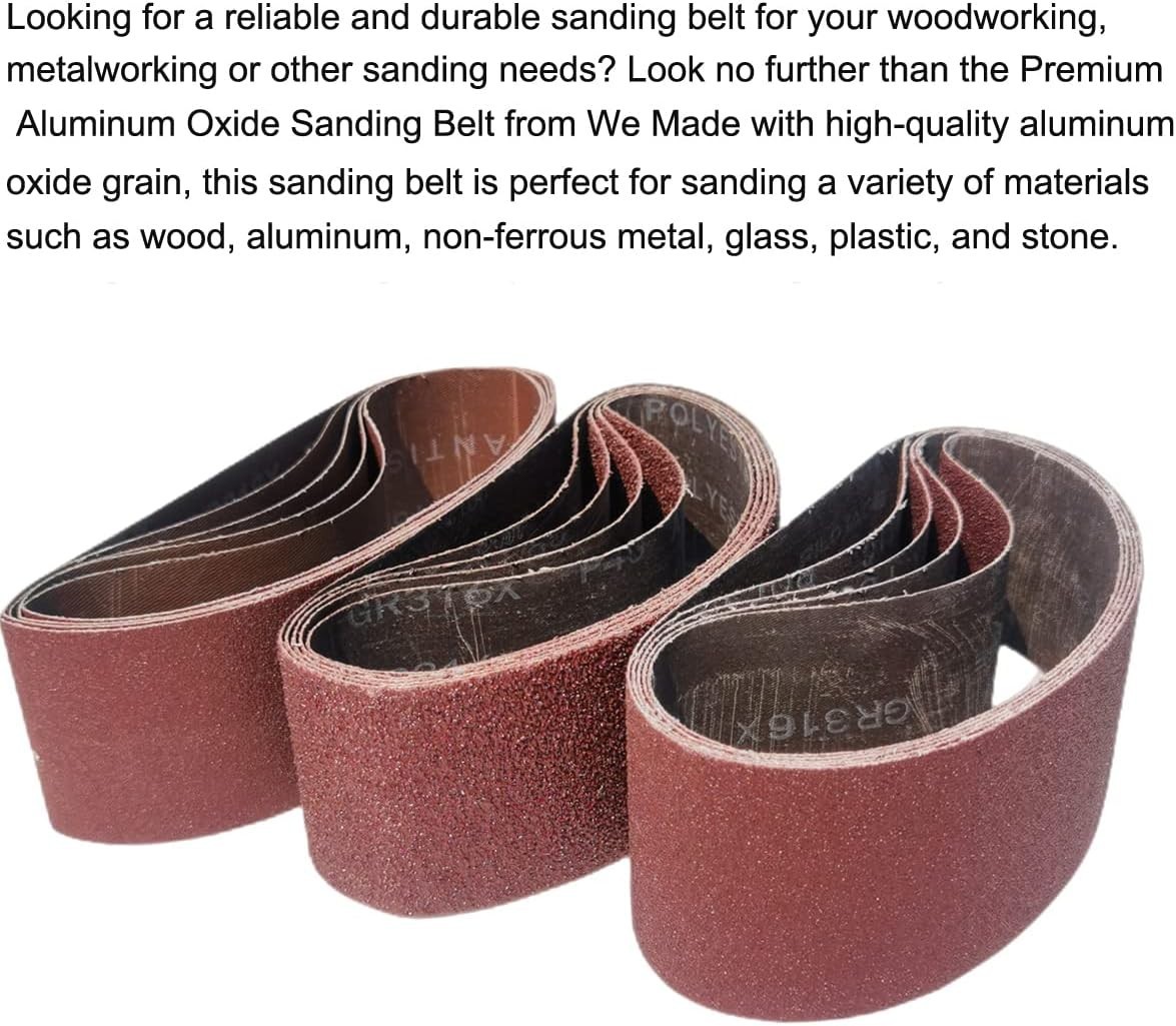 Quality 15 PCS Sanding Belts Set 3″ x 21″ – Grits 40, 80 & 120 for Detail Work