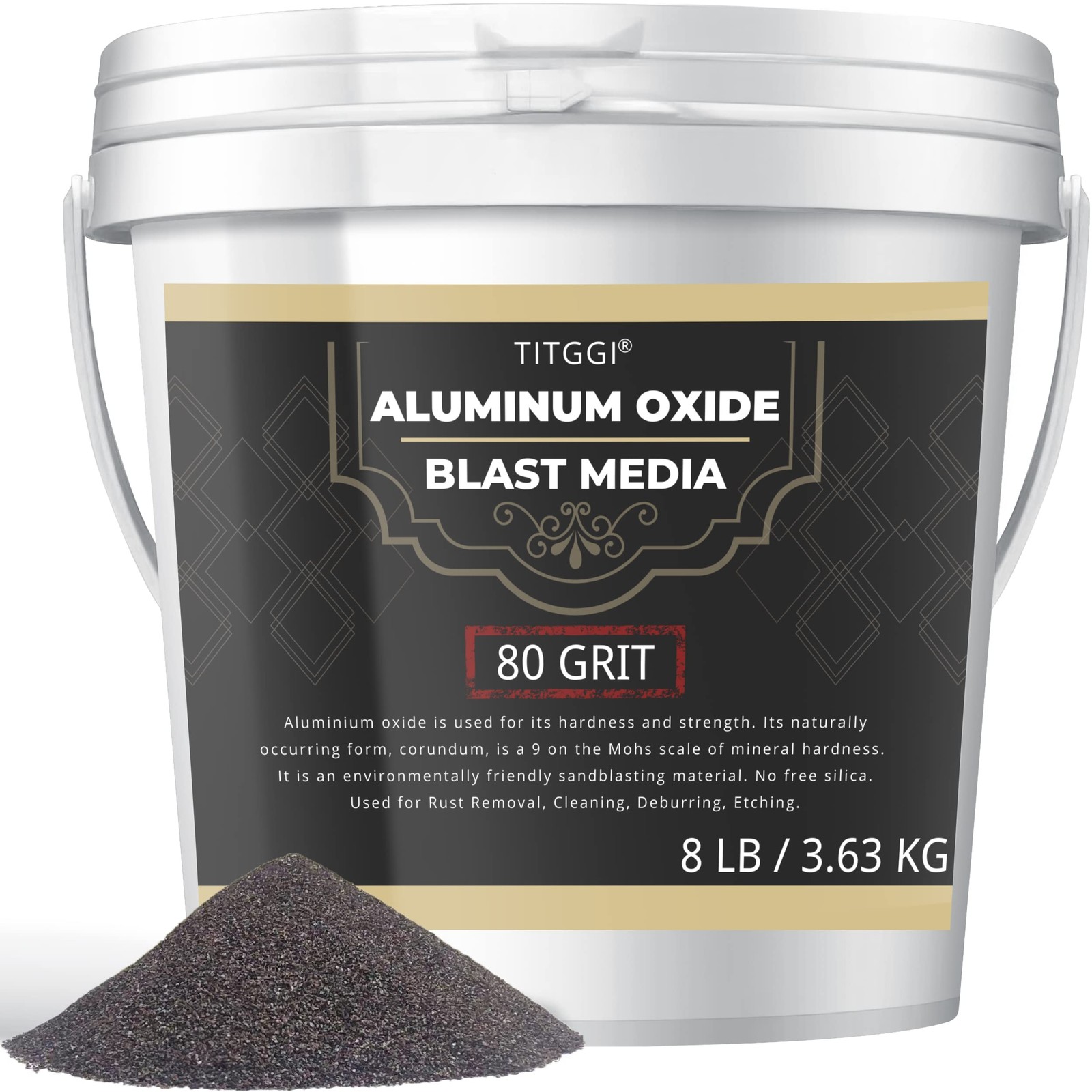 #80 Grit Aluminum Oxide Blast Media (8 LBS/3.6kg) – Premium #80-8LB, 80