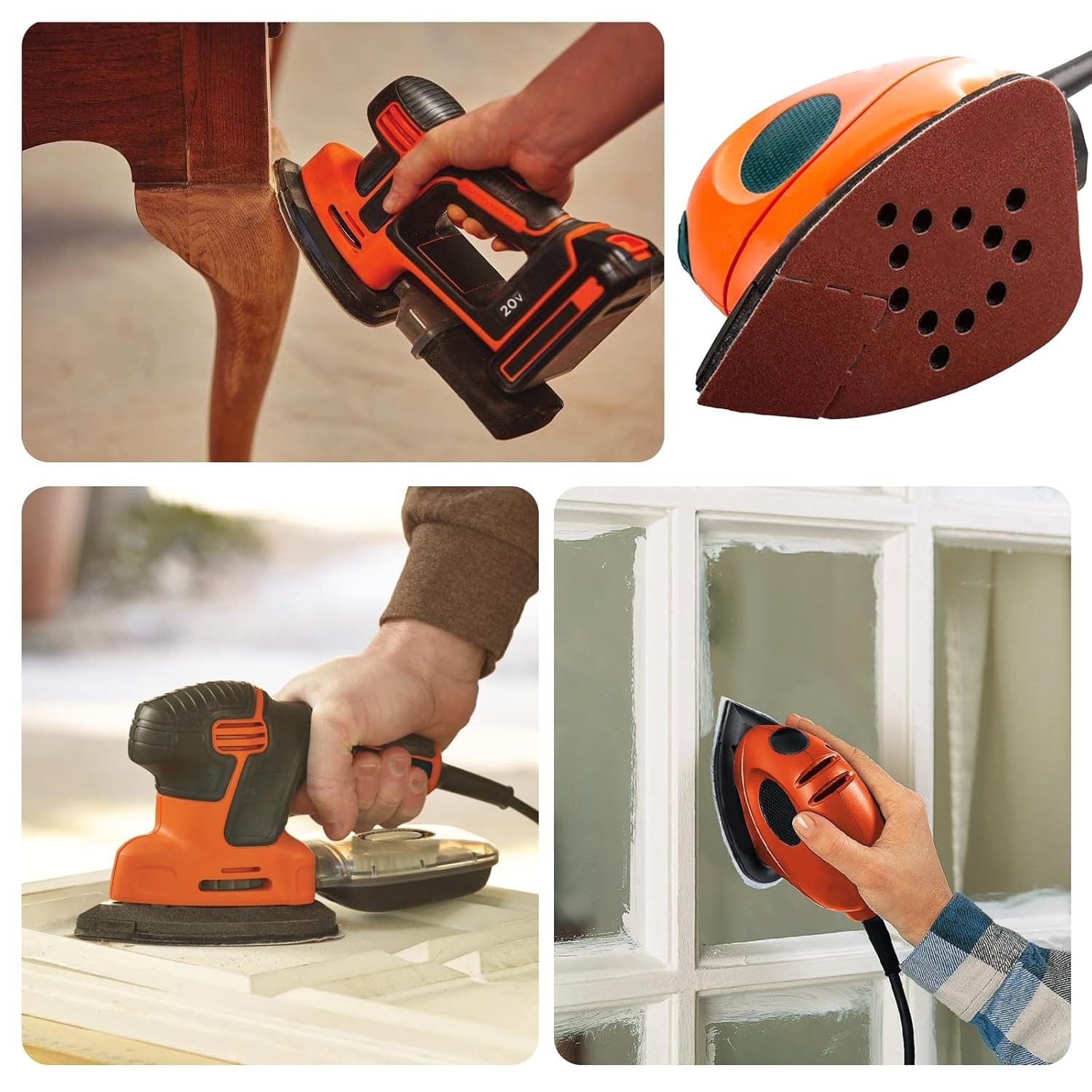 Mouse Sanding Pads Hook Loop Sandpaper 220 Grit for Black+Decker Detail Sander