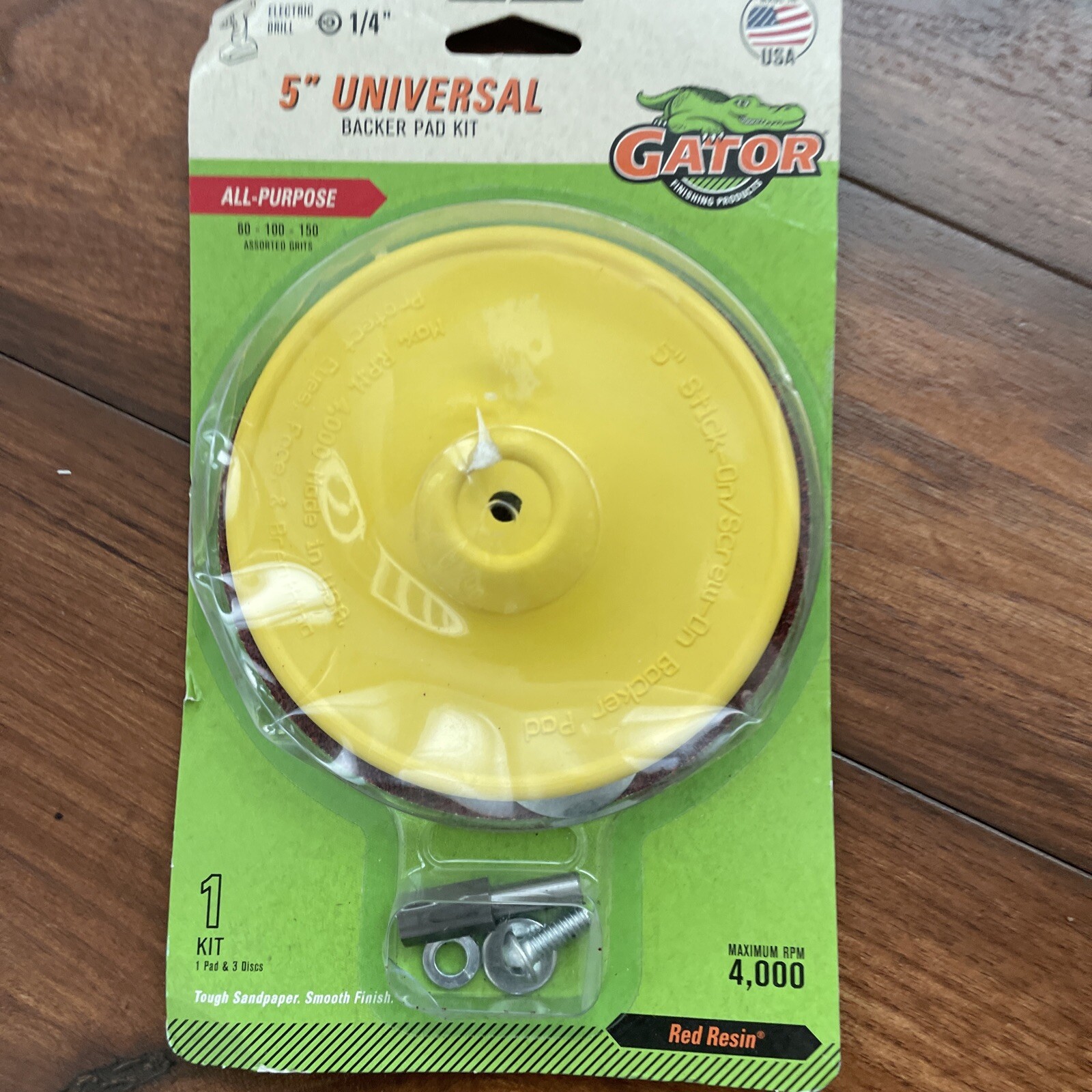 Gator 3050 5 in Backer Pad Kit 1/4 in Arbor w 3 Sanding Discs 60, 100 & 150 Grit