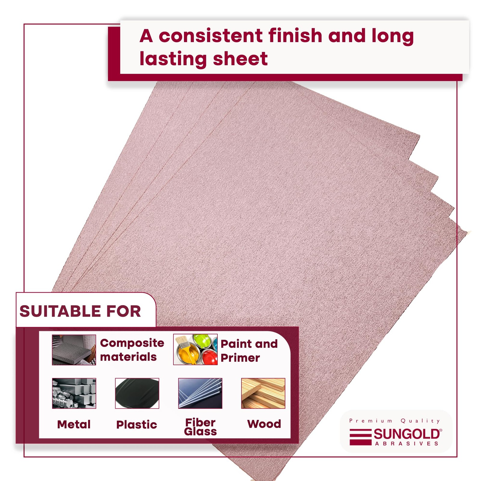 Sungold Abrasives 11117 9″ X 11″ 400 Grit Sheets Stearated Aluminum Oxide, 25…