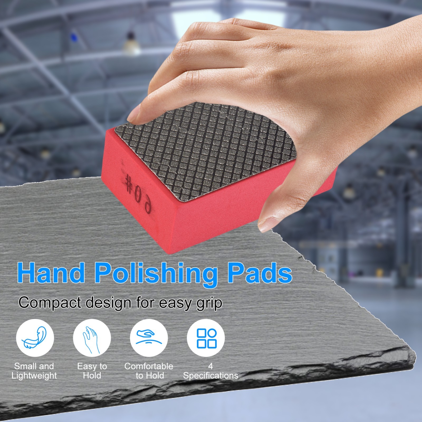 Diamond Hand Polishing Pads, Hand-Held Sanding Block for Stone Glass Metal Wood
