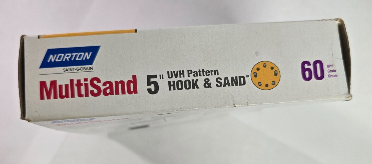 5″ Hook & Loop Sanding Discs, 8 Hole, Norton, 60 Grit, #04063, 25 pack