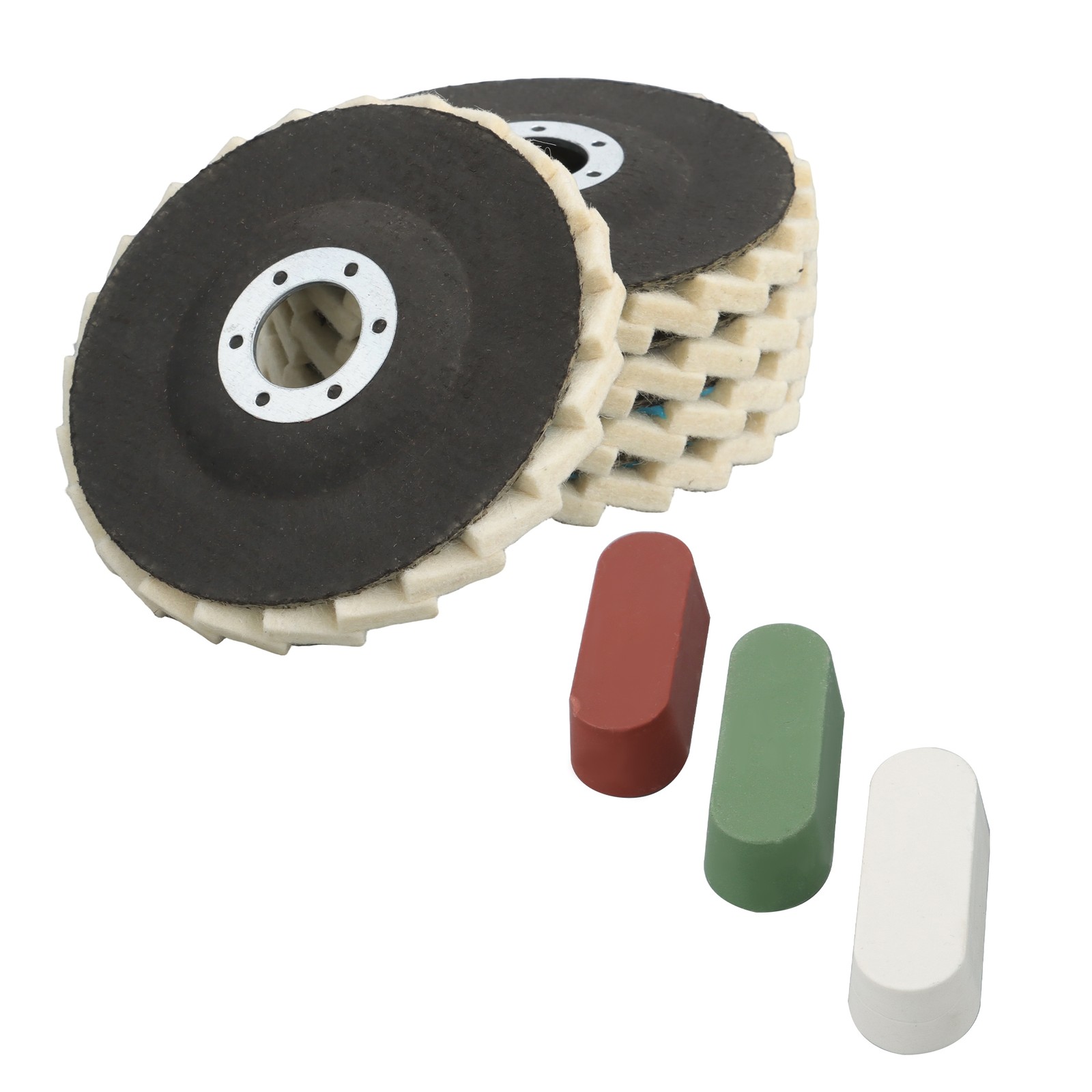8 Pcs Wool Polishing Wheel Disc Set 4.5 x 7/8″ Buffing Wheel & Buffing Compound