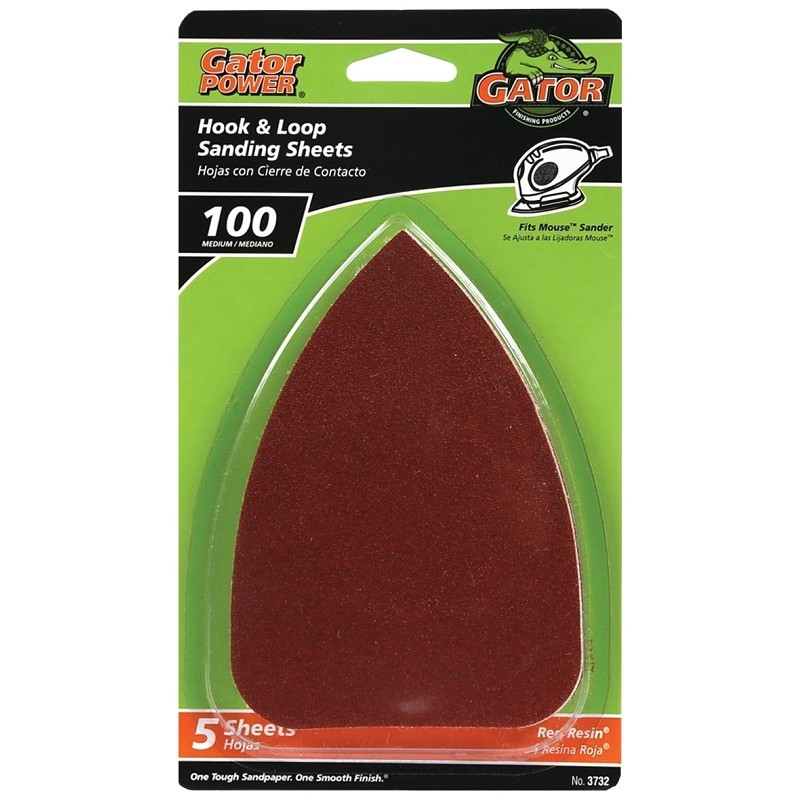Gator 3732 Sanding Sheet, 3-1/2 in W, 5 in L, 100 Grit, Medium, Aluminum Oxide A