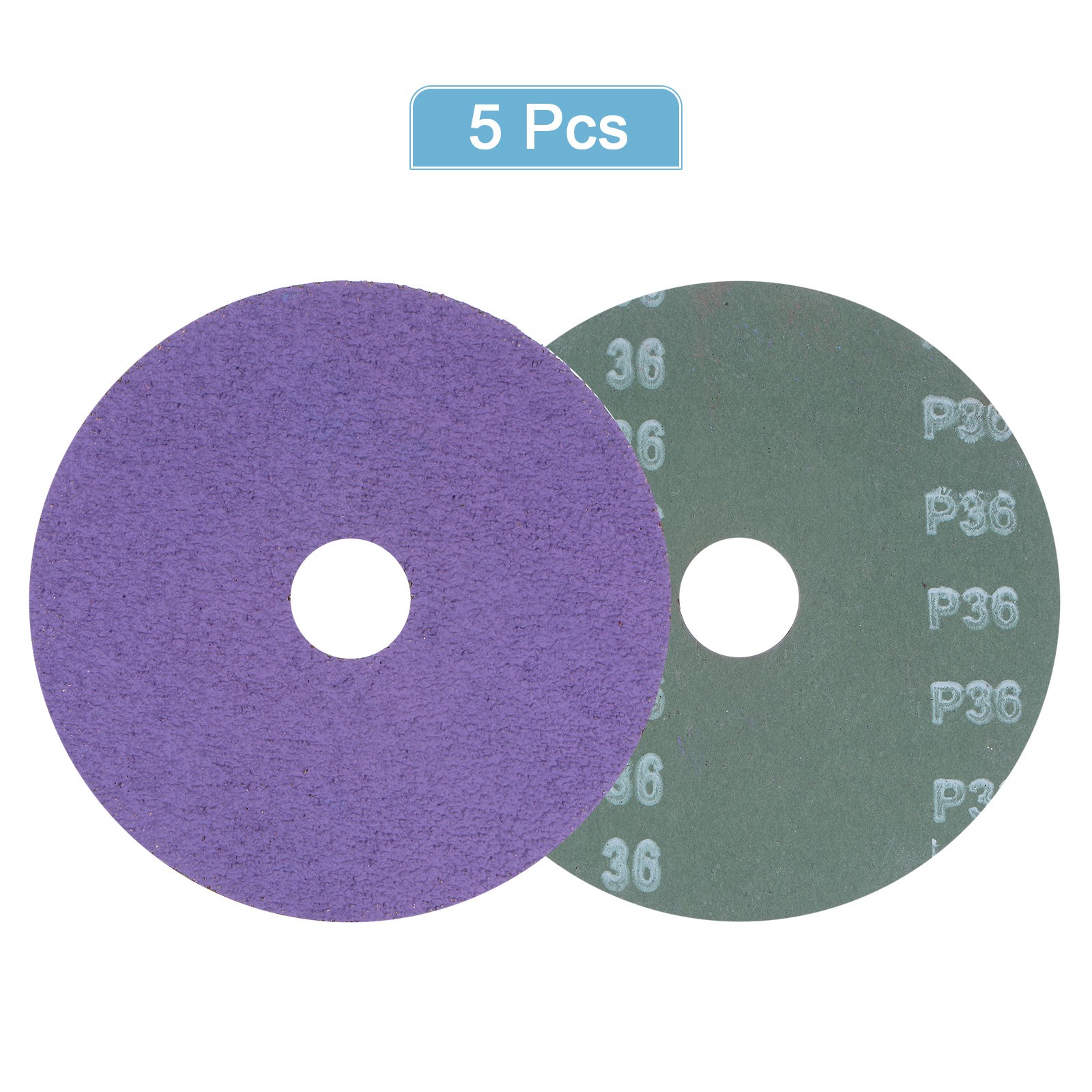 5PCS 36 Grit Fiber Grinding Sanding Discs 5″ x 7/8″ Ceramic Discs Purple