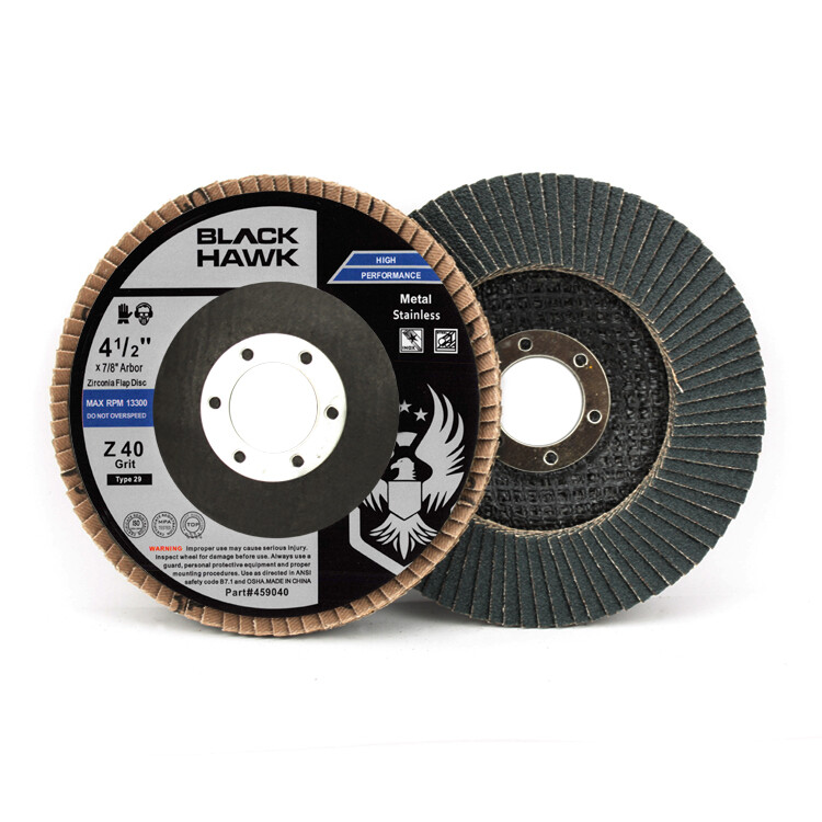 5 Pack 4.5″ x 7/8″ Black Hawk 40 Grit Zirconia Flap Disc Grinding Wheels T29