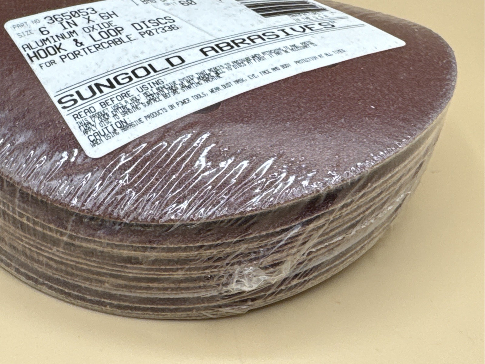 Sungold Abrasives 365053 60 Grit 6×6 Hook Loop Discs 25 Pack Made USA