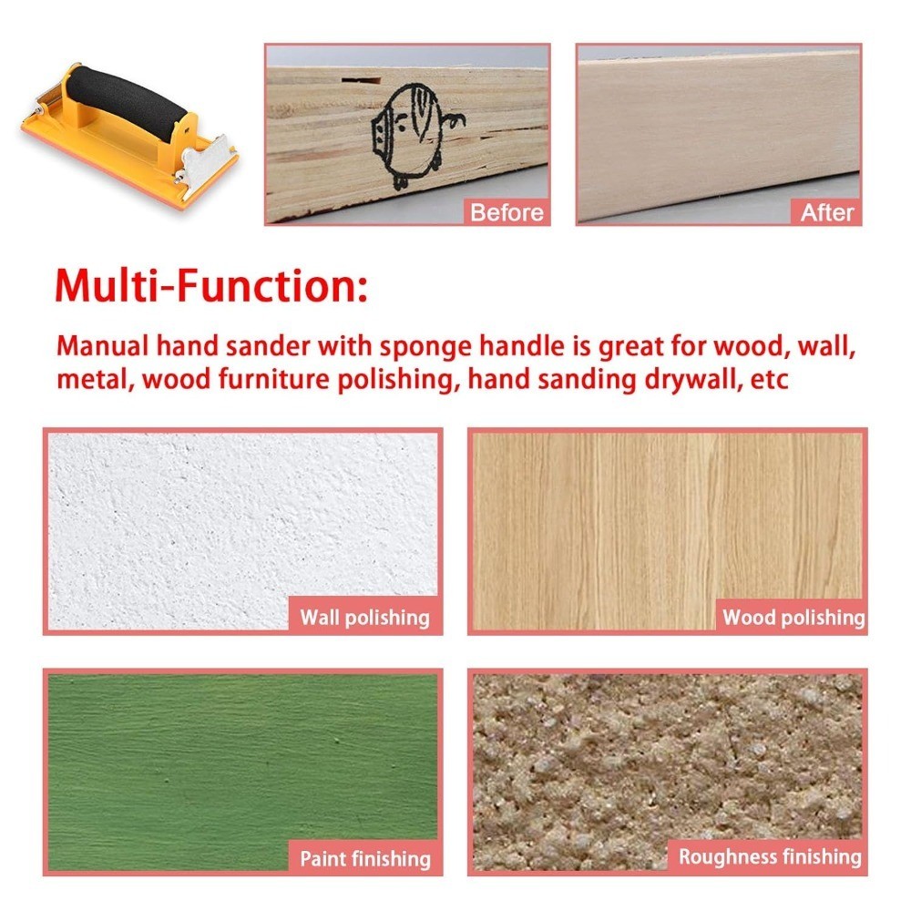 Manual Hand Sander Block Kit with 36 Pcs Assorted Grit Sandpaper from 120 to