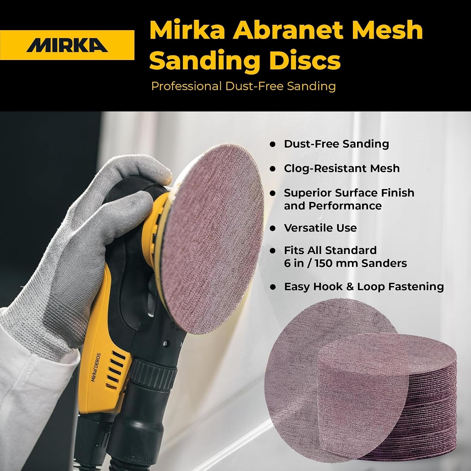 Professional 6″ Hook and Loop Sanding Discs 80 Grit