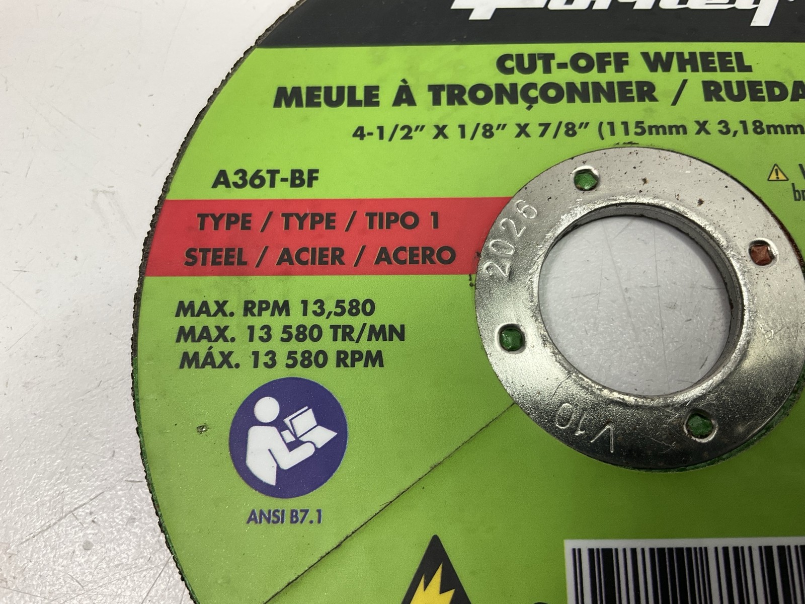 Forney 71849 Aluminum Oxide 46-Grit Cut-Off Wheel, 4-1/2″ Diameter, 1/8″ Thick