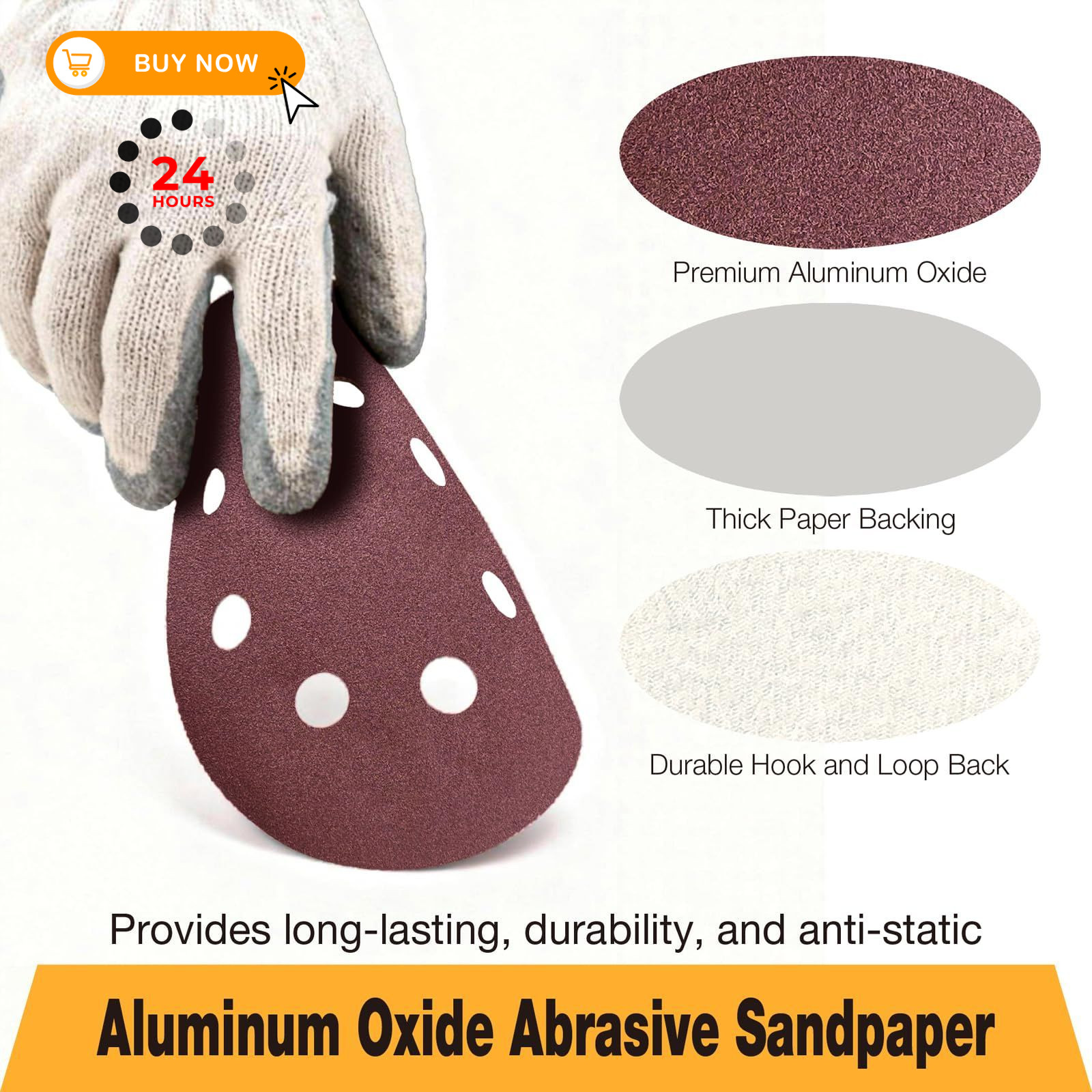 120 Pcs Sanding Discs, 5 Inch Sandpaper, 40, 60, 80, 120, 150, 240 5 inch