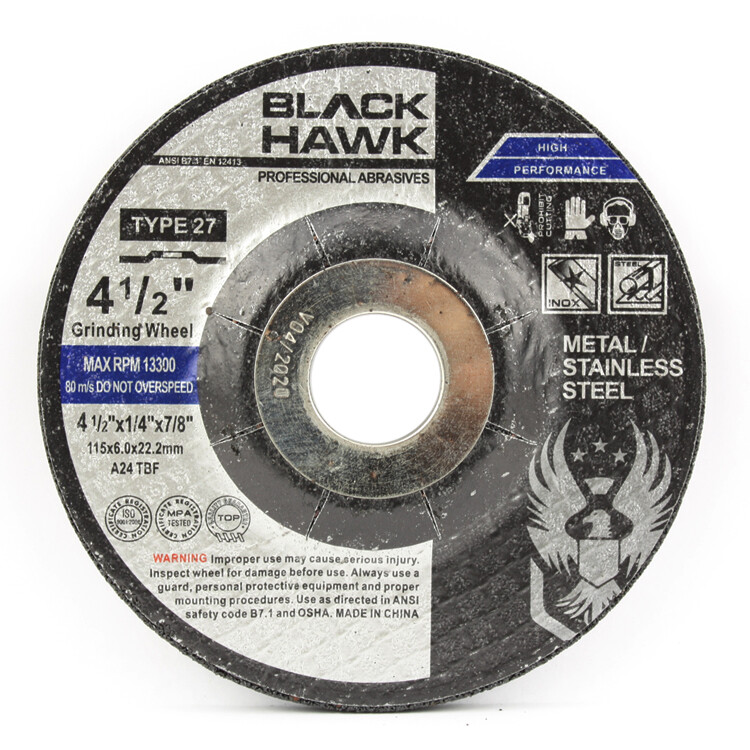 50 Pack – 4-1/2″ x 1/4″ x 7/8″ Black Hawk Grinding Wheel (T27 Depressed Center)