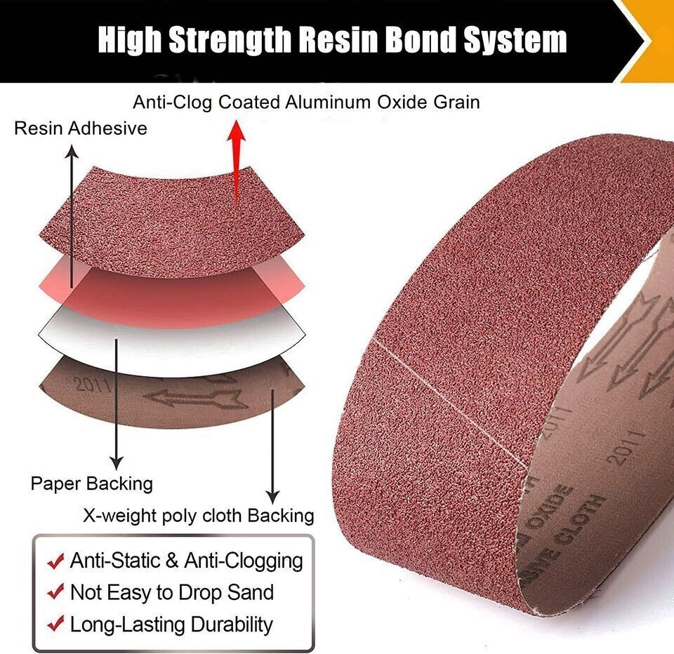 210PCS 3×21 in Sanding Belts 40 60 80 150 180 240 800 Grit Belt Sander Sandpaper