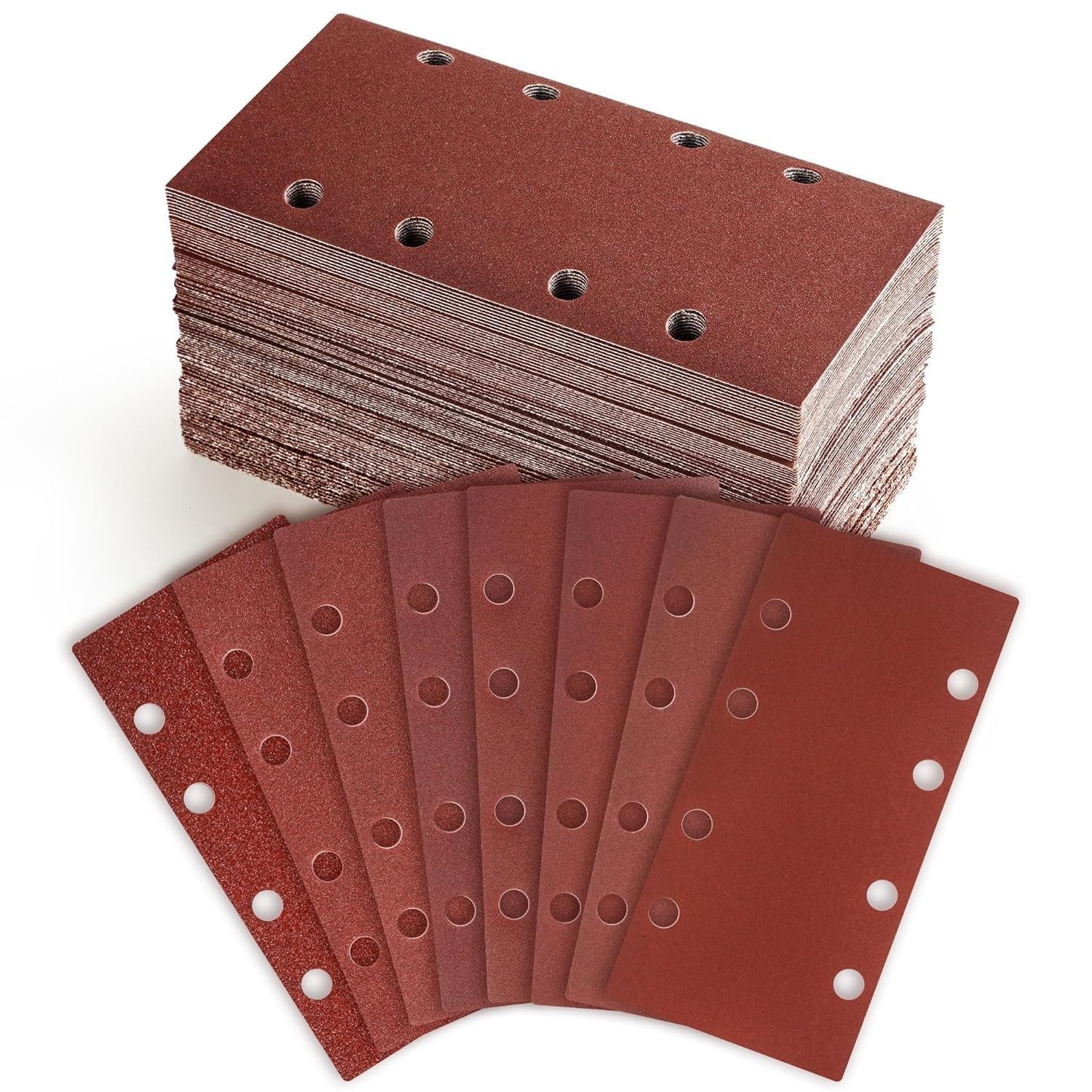 Auriikoop Sandpaper Sheets Set 40 Pcs 8 Holes Hook & Loop 60-1000 Grits