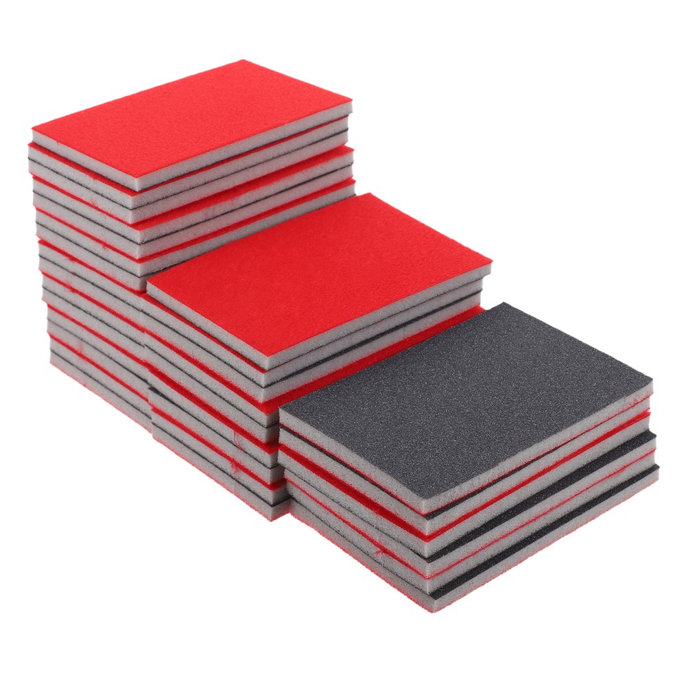 30Pcs Medium Grit Sanding Sponge Sheets for Polishing Metal Plastic Red Sponge
