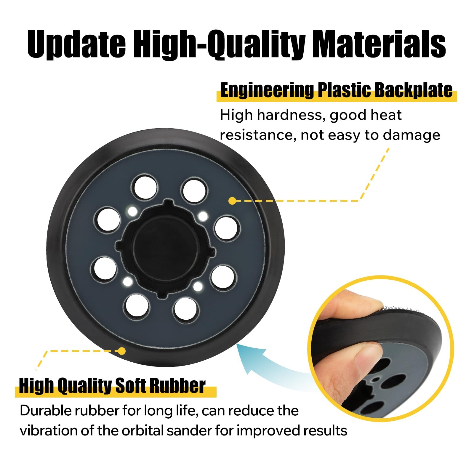 2 Pack Sander Pad for Dewalt DWE64233 & N329079, 5″ 8 Hole Hook and Loop Orbital