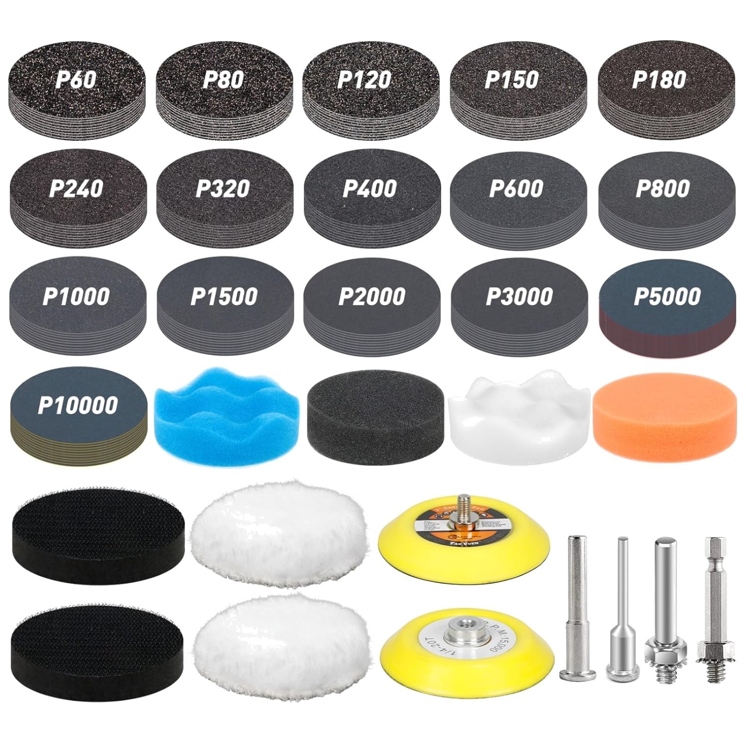 Professional 3 Inch Sanding Discs Kit Grit 60-10000 174 PCS