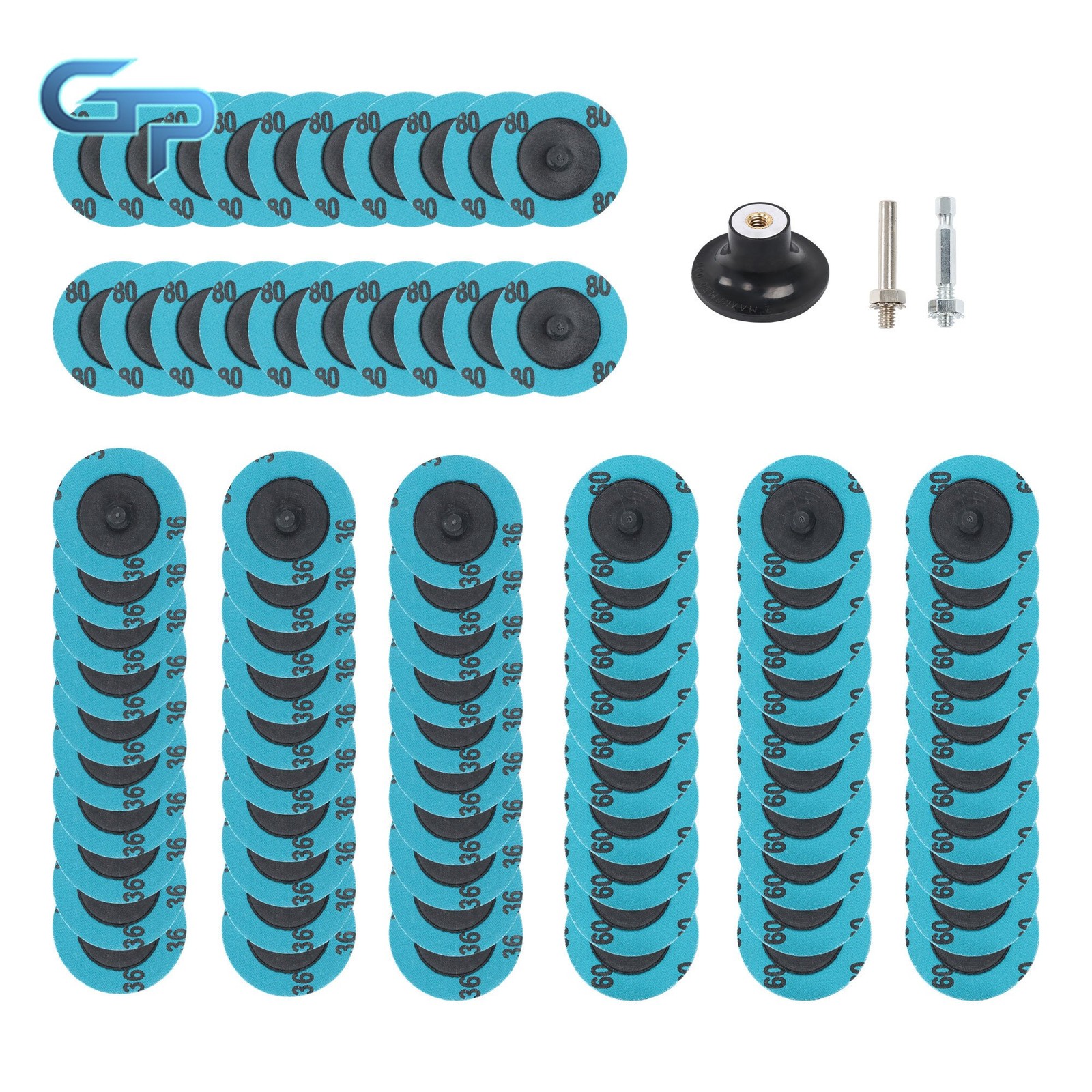 80 PCS 2 Inch 36/60/80 Grit Roll Lock Sanding Discs for Die Grinder Accessories