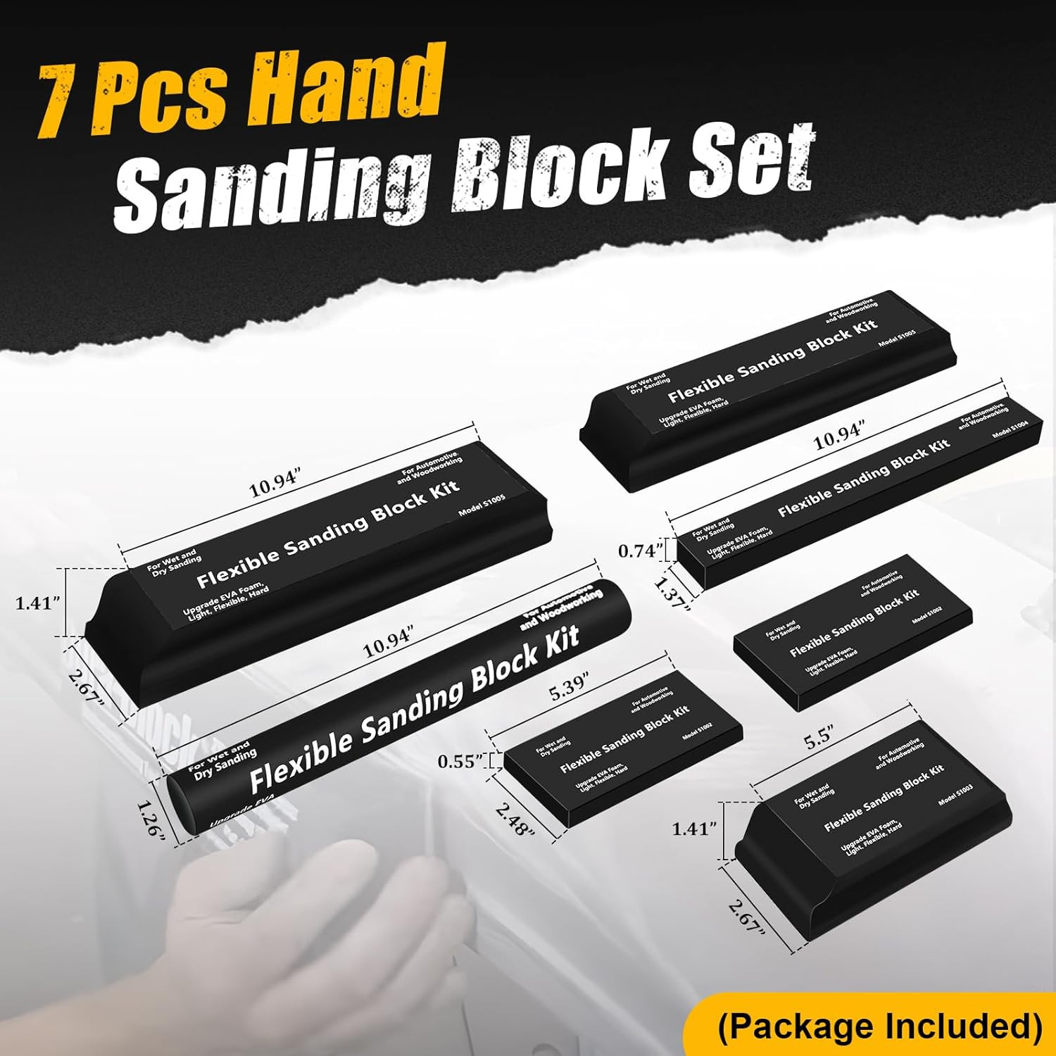 12X Flexible EVA Foam Sanding Block Kit Wet Dry for Automotive Body Wood Repair