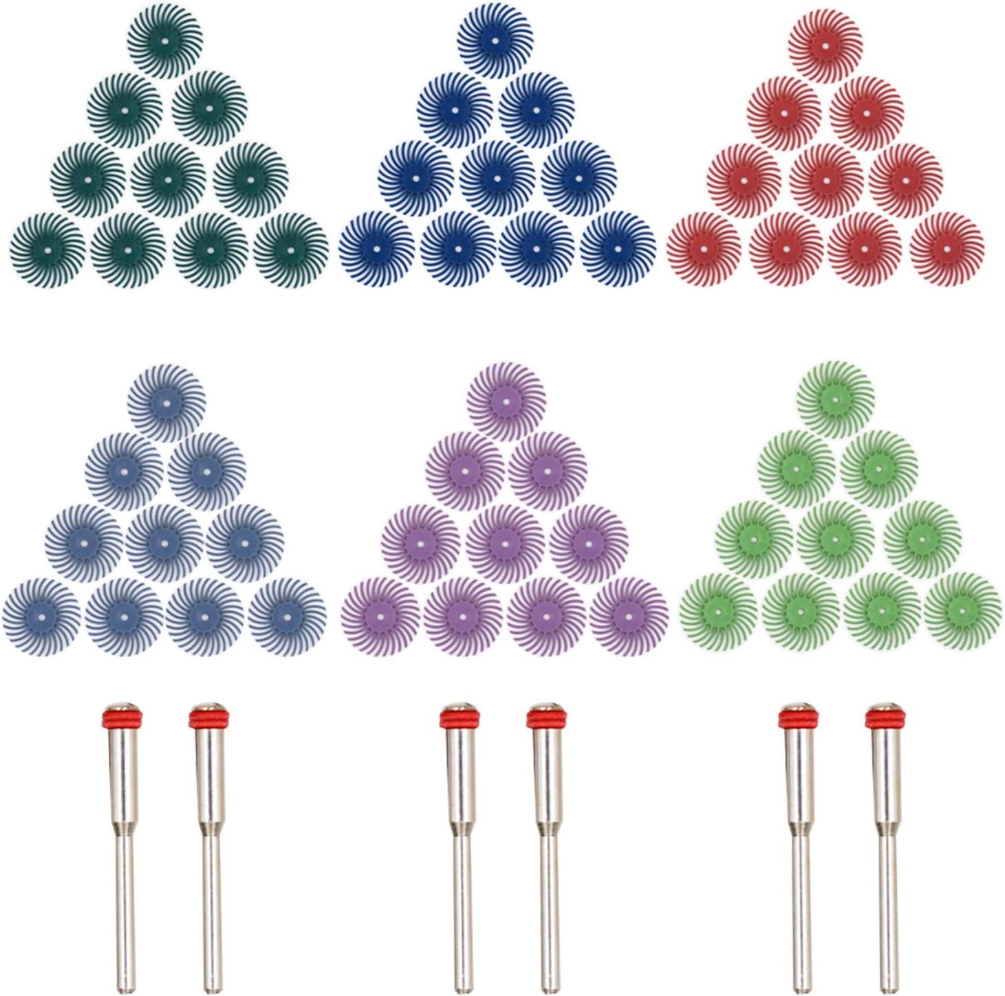 Radial Bristle Disc, 66Pcs (1″) Detail Abrasive Brush Kit (1/8″ Shank Mandrel