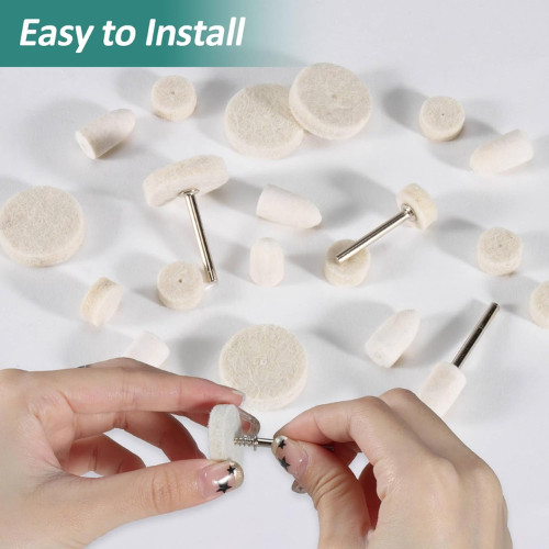 145 Piece Wool Felt Polishing Pad 1/8 Inch Shank Set for Dremel Rotary Tools