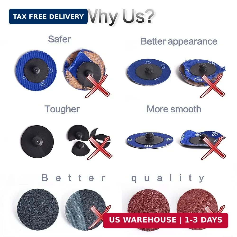 Quick Change Twist on Disc, 60 Pcs 36/60/80 Grit 2 inch Sanding Discs Alum