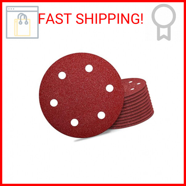 Awutzut 9 Inch 6 Hole Sanding Discs 40 Grit Hook and Loop for Drywall Sander 12P