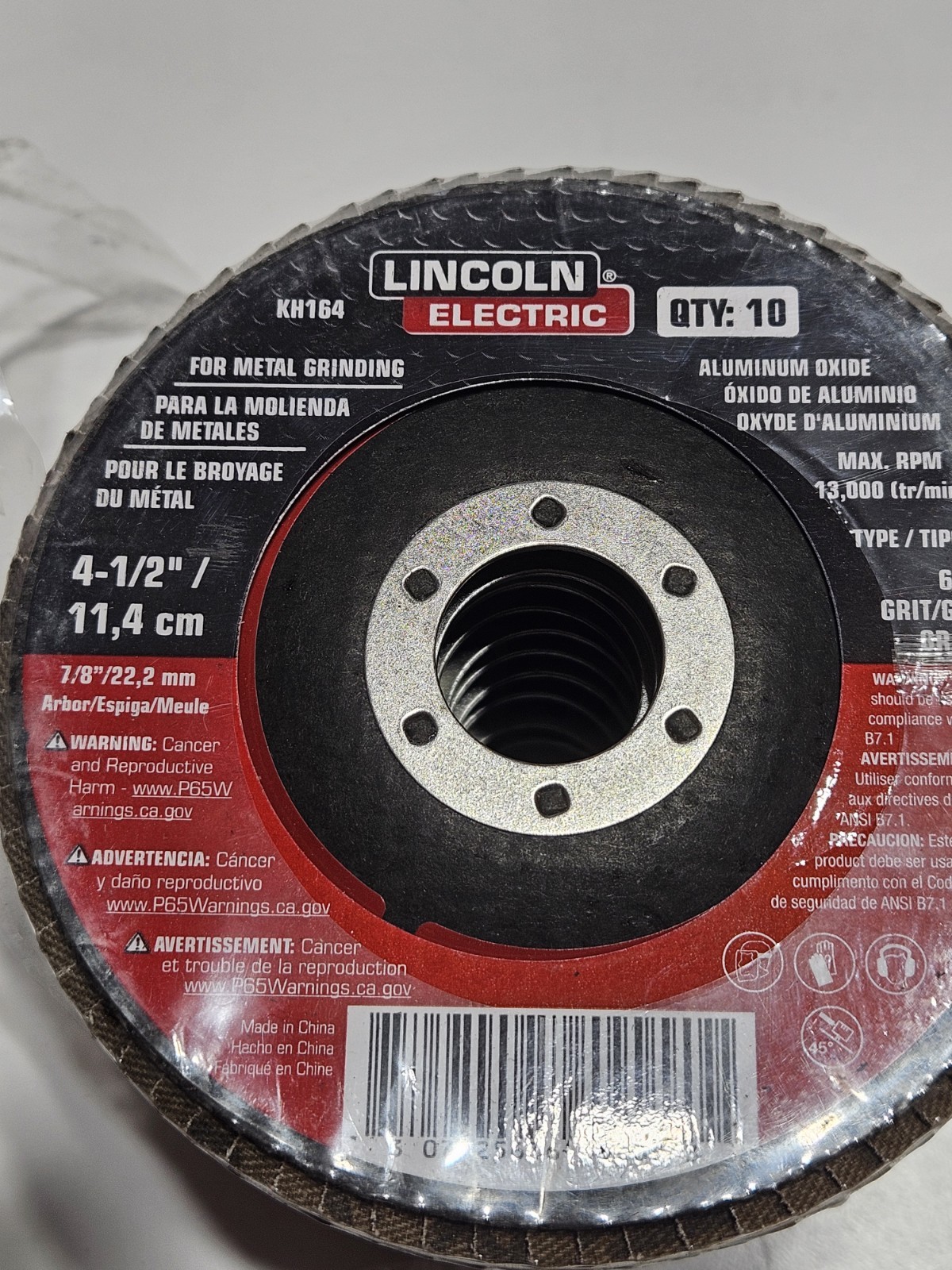 PacK Of 10 Lincoln Electric 4 1/2″ Aluminum Oxide 60 Grit Sanding Disc KH164