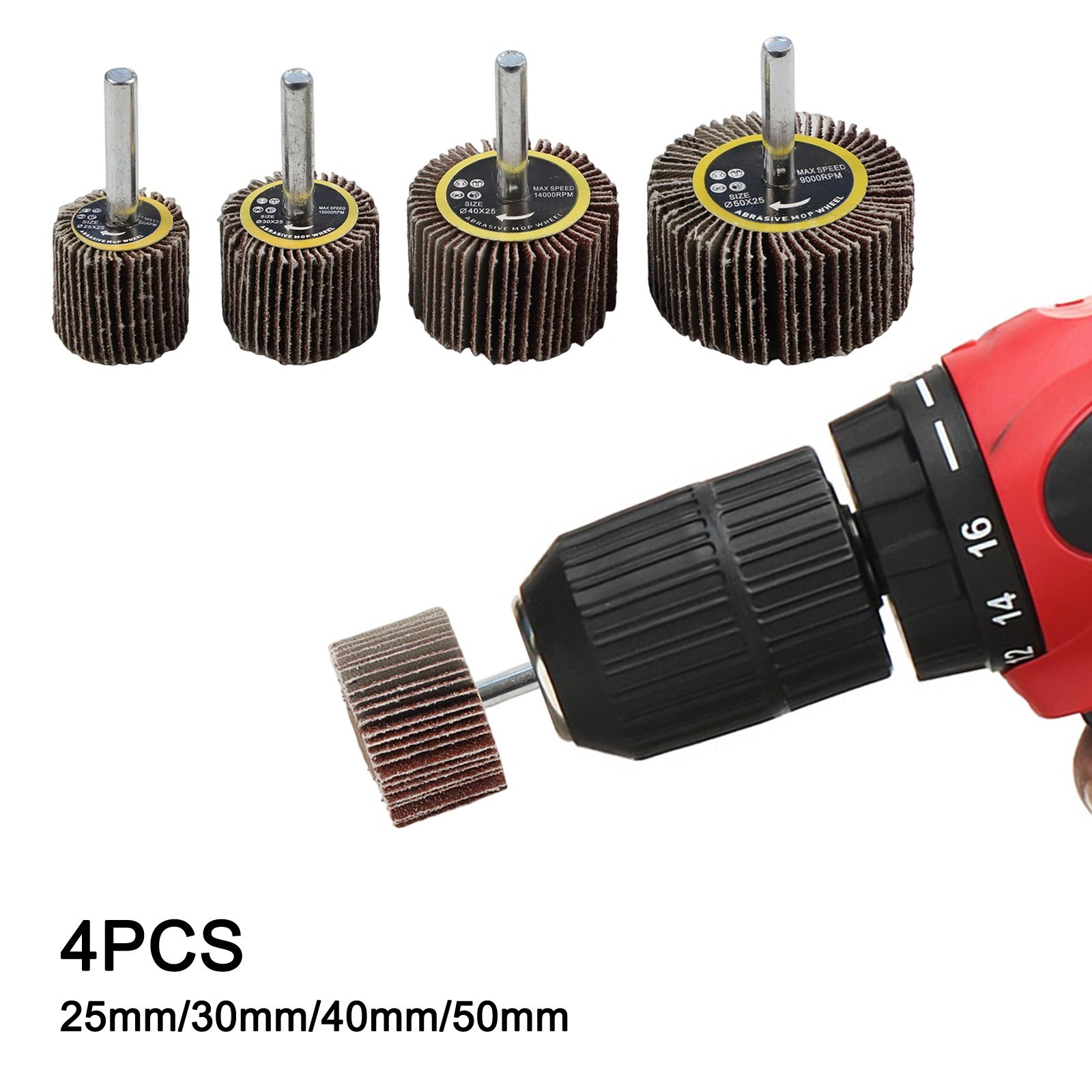 4PCS 25/30/40/50mm 80# Sanding Flap Disc Wheel Polishing Grinding Rotary Tool