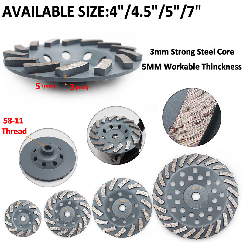 Diamond Grinding Cup Wheel 4-7 in 5/8-11 Marble Concrete Masonry Polishing Plate