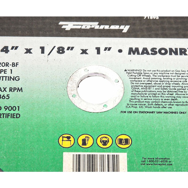 Forney 71895 Silicon Carbide 5095 rpm 14 Dia. in. Cutting Wheel 1/8 in. Thick