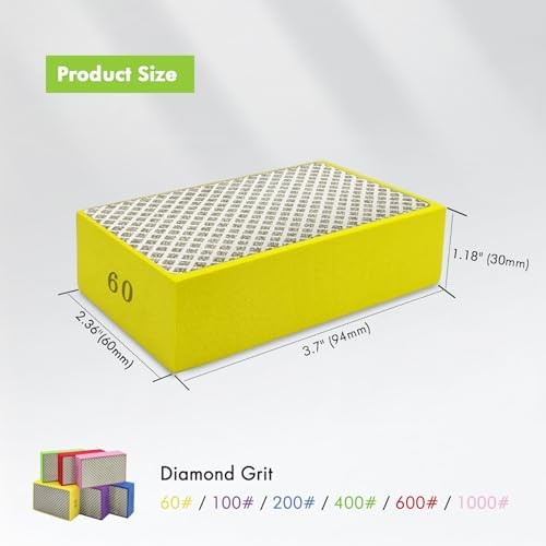 6 Pack Diamond Polishing Pads, Diamond Sanding Blocks for Tile Glass 6PCS