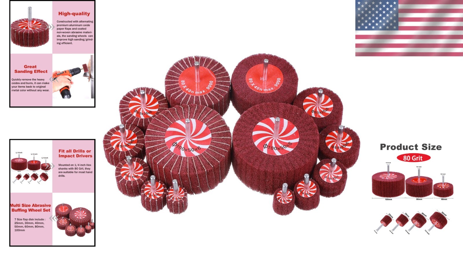 Heavy Duty Metal Polishing Flap Wheels – 14 Pack