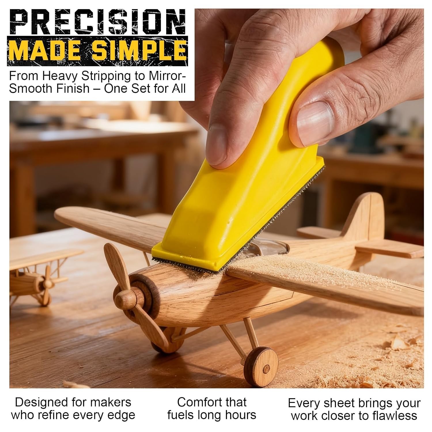 Ergonomic Hand Sander and Sandpaper Set for Crafts, Furniture, and Home Projects