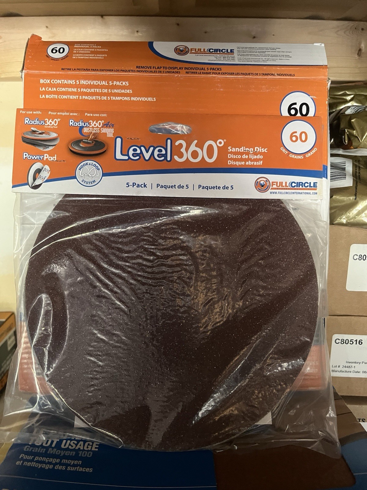 LEVEL 360 Sanding Disc 120 Grit – Case Of 5 X 5 Packs (25 Discs) – Use W/ PC7800
