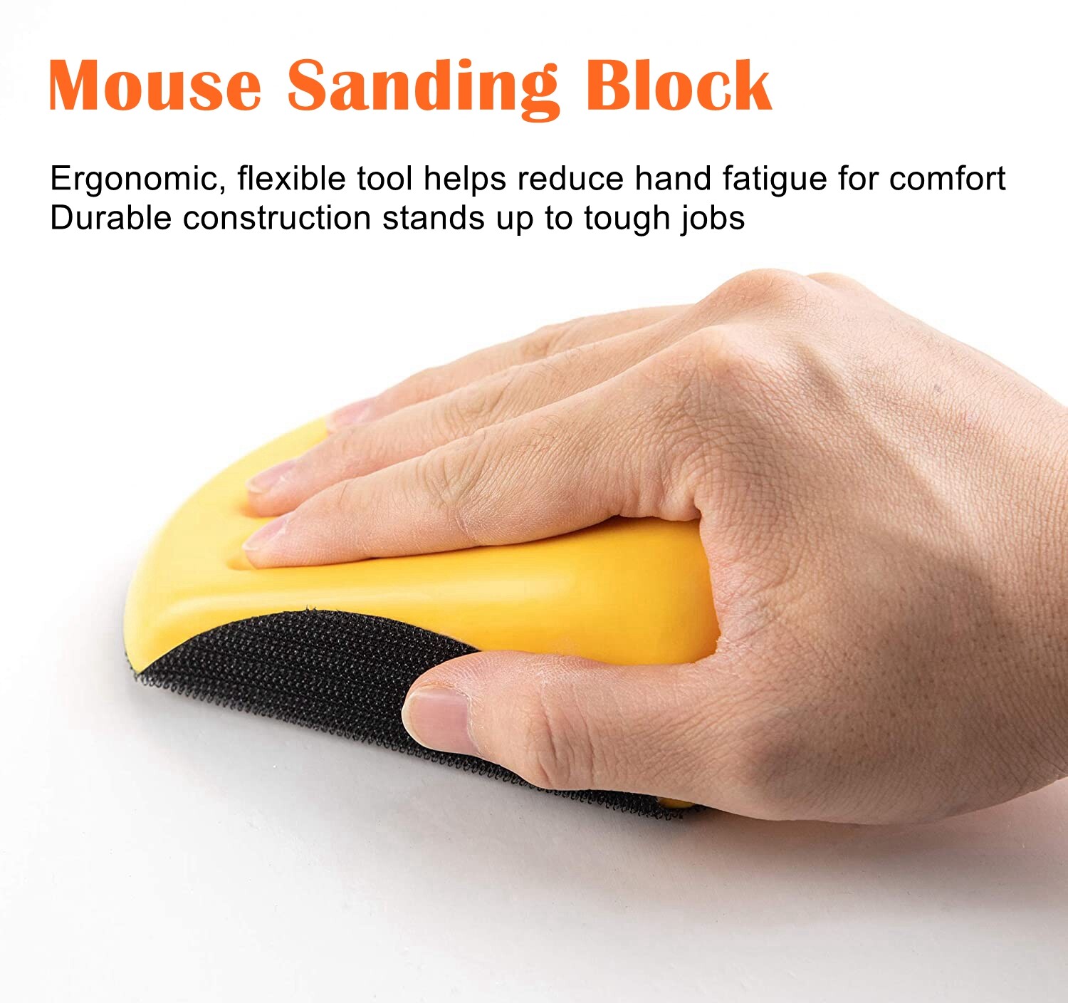2PACK 5″ Foam Hand Sanding Blocks Pad Mouse & Round Hook Loop Disc Backing Plate