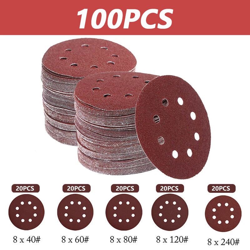 5inch Sanding Discs 40-1000 Grit Hook Loop 8-Hole Orbital Sander Paper Sandpaper