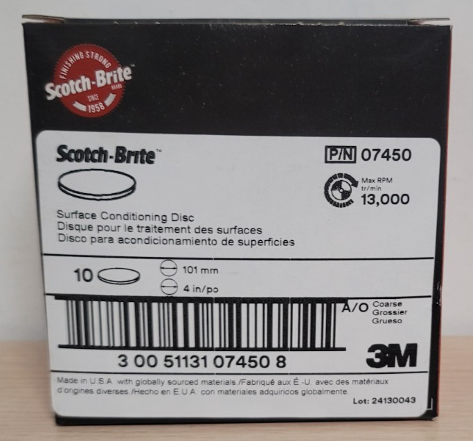 3M Scotch-Brite Hook & Loop Disc 07450 – Aluminum Oxide-4 in – Coarse- box of 10