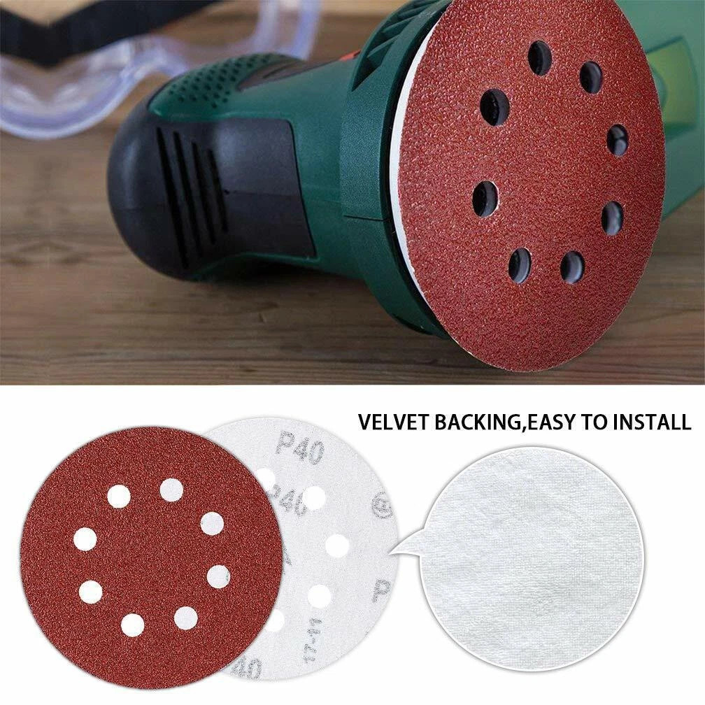 5inch Sanding Discs 40-1000 Grit Hook Loop 8-Hole Orbital Sander Paper Sandpaper