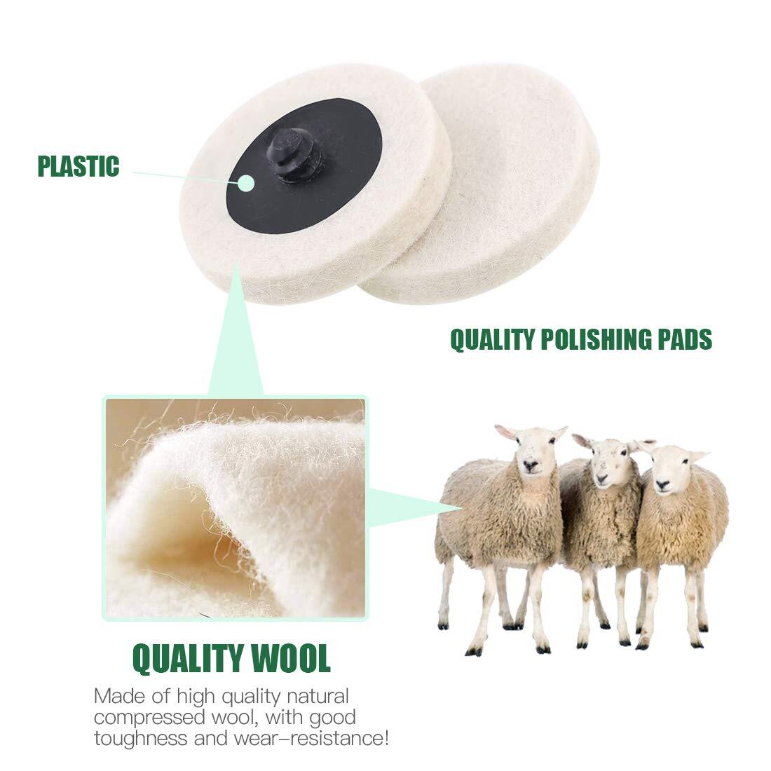 2/5/10Pcs Roloc Wool Felt Polishing Wheel Polisher Buffing Pad 1-3″ Holder Disc